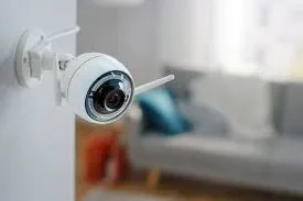 una de las mejores camaras de seguridad para el hogar montada en una pared dentro de una casa